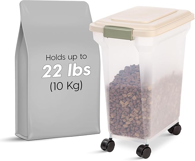 IRIS USA Airtight Dog Food Storage Container, WeatherPro, Removable Wheels