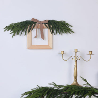 YXZZWL 16 Pcs Christmas Norfolk Pine Branches, 18 Inch Soft Textured Artificial Norfolk Pine Branch Faux Cedar Pine Stem Fake Greenery Picks for Vase DIY Garland Wreath Home Decoration