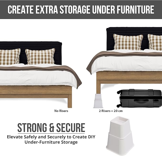 Utopia Bedding Bed Riser, 3 & 5 Inches Adjustable Furniture Risers
