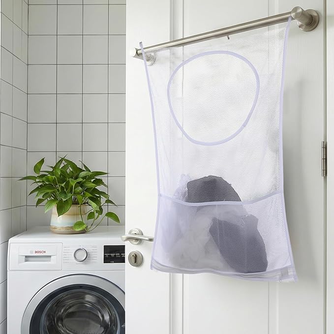 2Pcs Bag Over the Door Hamper Large Hanging Mesh Hamper