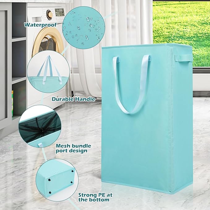 Odonata Slim Laundry Hamper Handles Collapsible Laundry Basket Thin Dirty