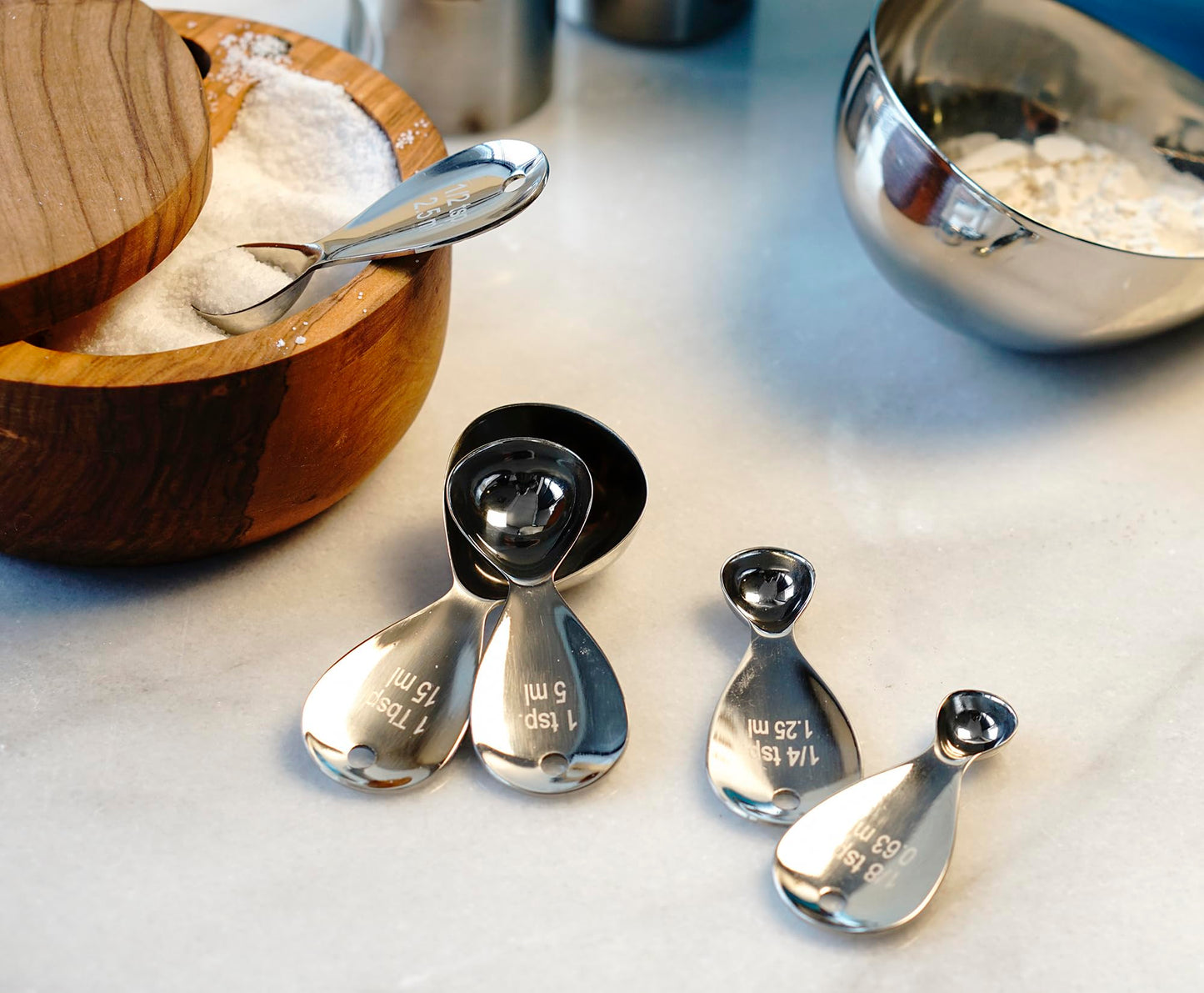 RSVP International Endurance Kitchen Collection Measuring Tools, Dishwasher Safe, Teardrop, 5 Piece, Stainless Steel