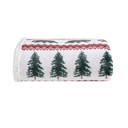 Eddie Bauer - Throw Blanket, Ultra-Soft Plush Blanket with Faux Shearling Popcorn Fleece Reverse, Oversized Bedding for Couch or Bed (Grizzly Peak Red, 50" x 60")