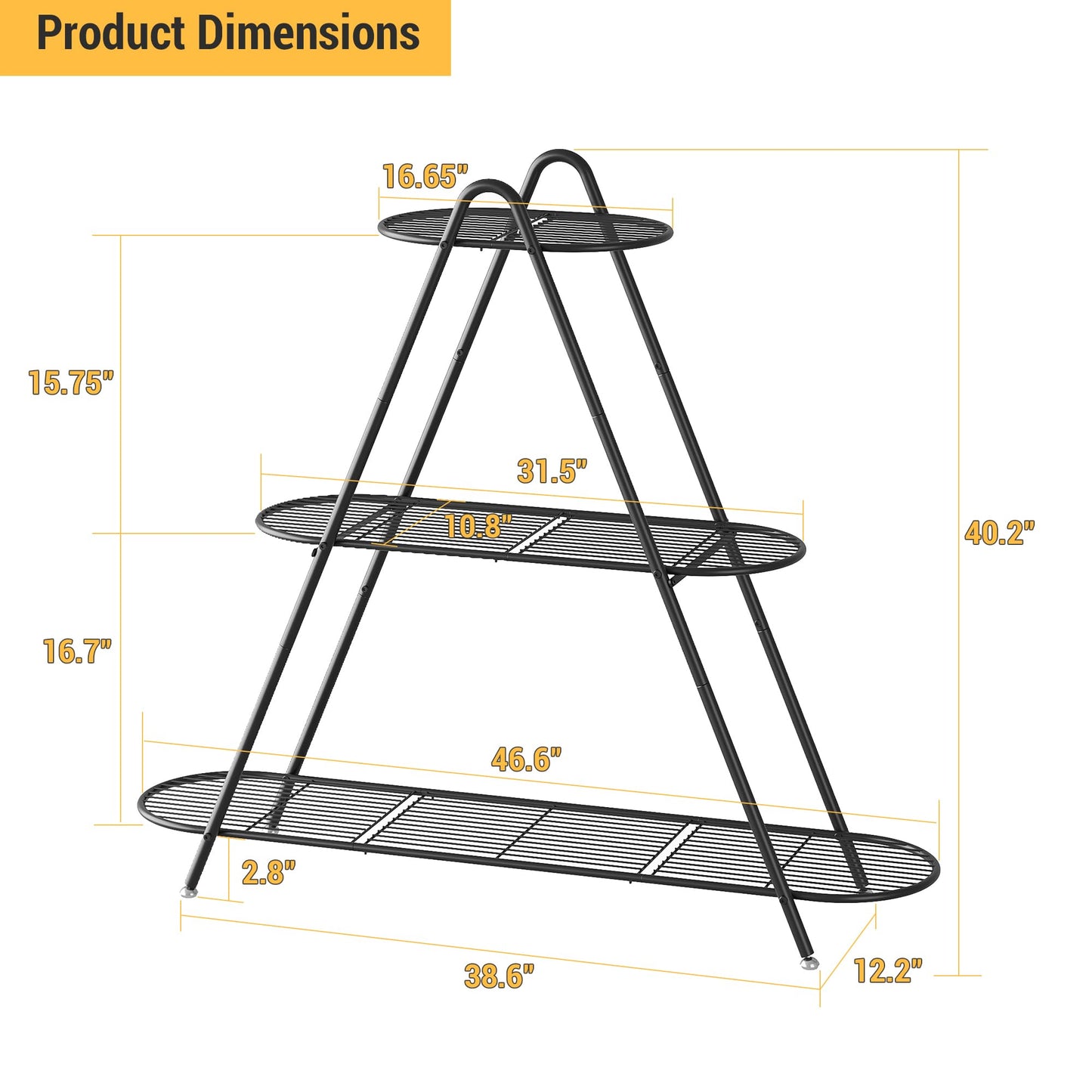 3-Tier Plant Stand Metal Plant Rack Shelf Heavy Duty Indoor Outdoor Shoe Shelf Rack for Multiple Flower Pots Multi-Purpose Storage Organizer for Living Room Patio Garden Entryway Balcony (Black)
