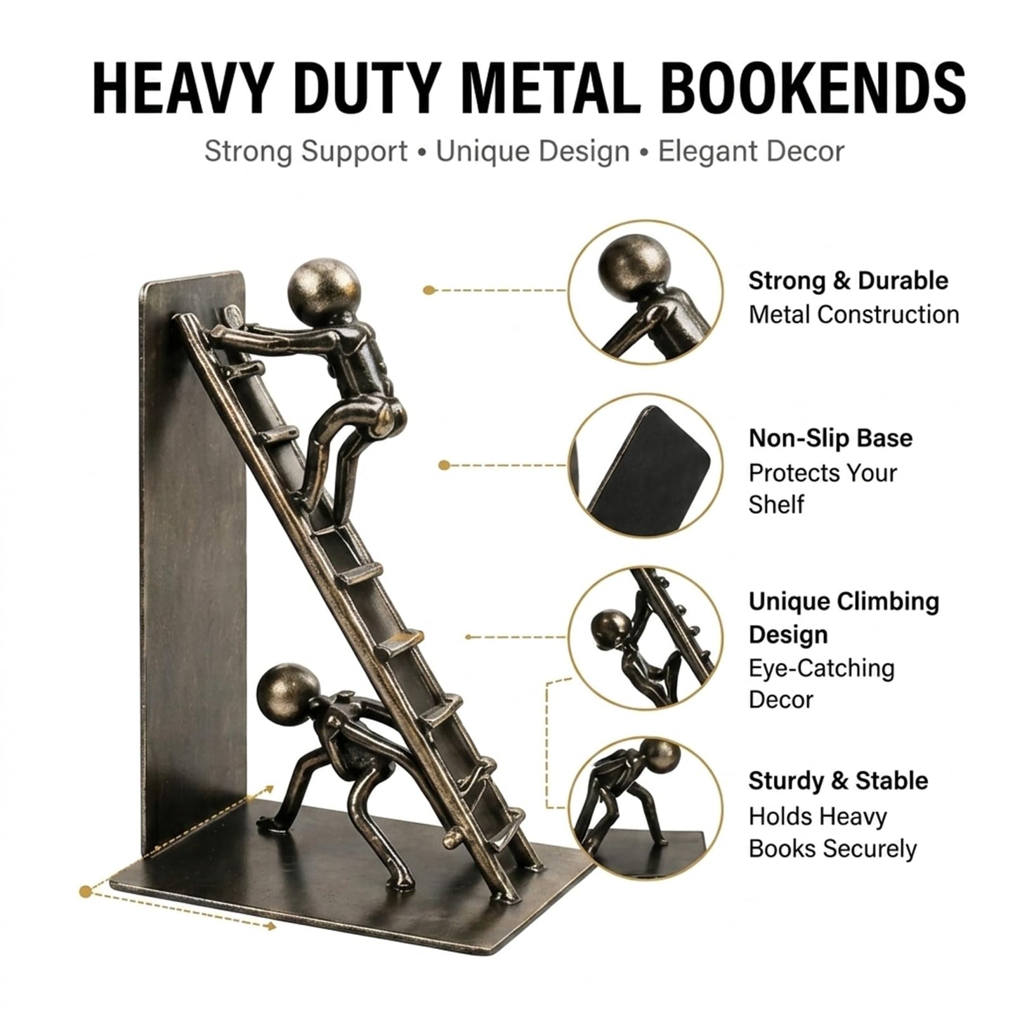 Decorative Bookends for Shelves, Modern Climbing Man Bookends