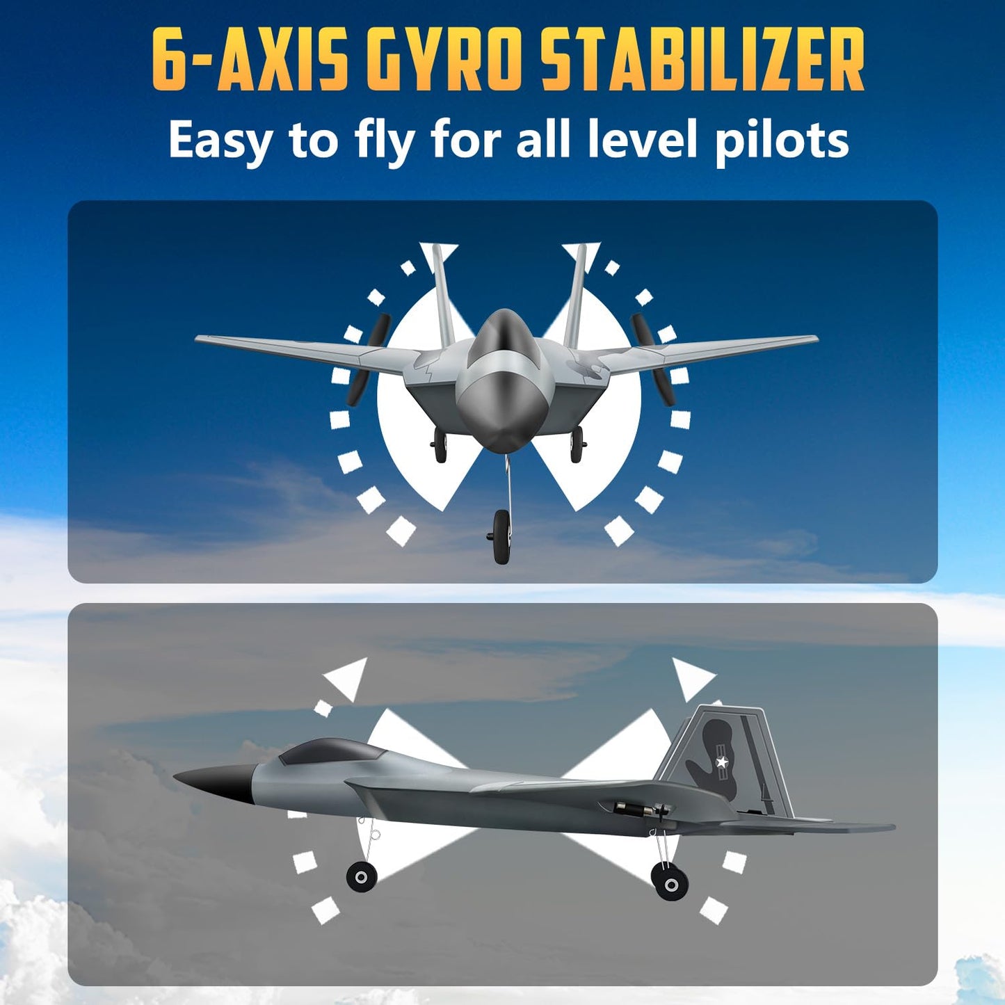 HAWK'S WORK 2 Channel Airplane, F-22 RC Plane Ready to Fly, 2.4 GHz Remote Control Airplane, Glider for Kids & Beginners