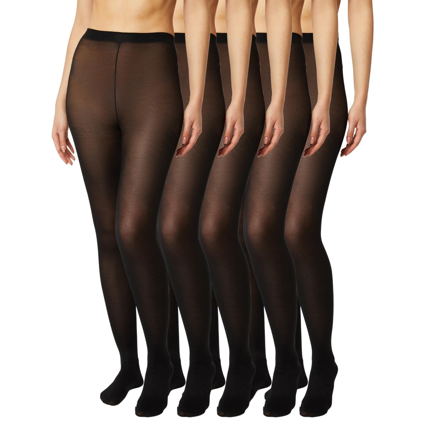 FM London 5-Pack Tights for Women - Comfortable Women's Tights with Stretch Fit Design - 40 Denier - Available in Black, Nude & Navy Colours - Soft and Durable Construction for All Occasions