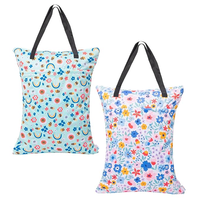 ALVABABY 2 Pack Large Wet Dry Bag Waterproof Hanging Cloth Diaper