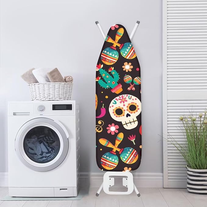 Mexican Skull Cactus Ironing Board Cover-15x 54 Elastic Edges Non-Slip Day of