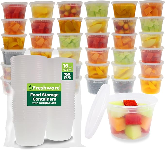 Freshware Food Storage Containers 16 oz Plastic Deli Containers
