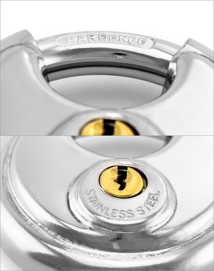 QWORK Disc Locks, 1 Pack Heavy Duty Steel Keyed Padlock Disc Storage Locks for Storage Unit, Moving Trailers, Shed, Fence, 3/8" Shackle