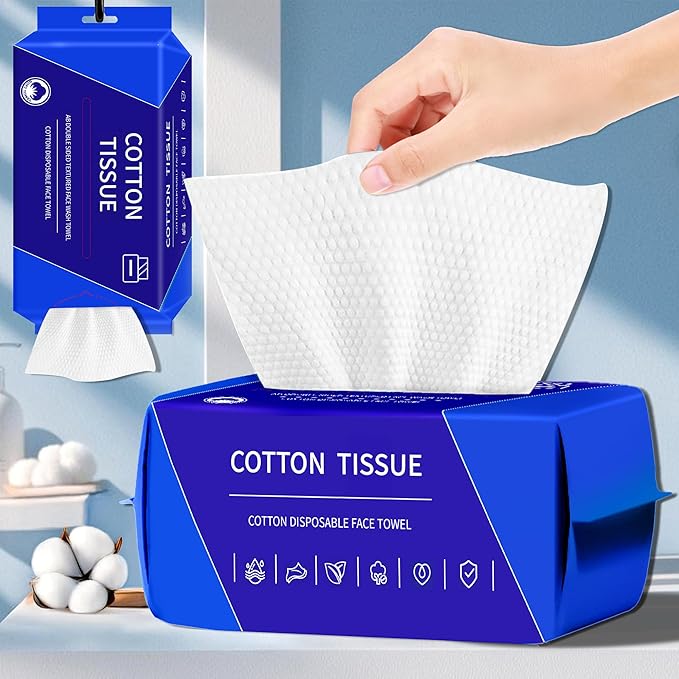 200 Count Disposable Face Towel, Dual-Textured Clean Wipes – Dry/Wet Use
