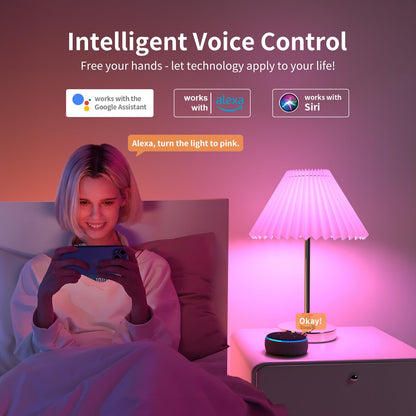 Fitop WiFi Smart Bulb E27, LED Bulb Dimmable Warm White Light and RGB Colour Changing Light, 9W 806LM Compatible with Alexa/Google Home, Voice Control, No Hub Required 2 Pack