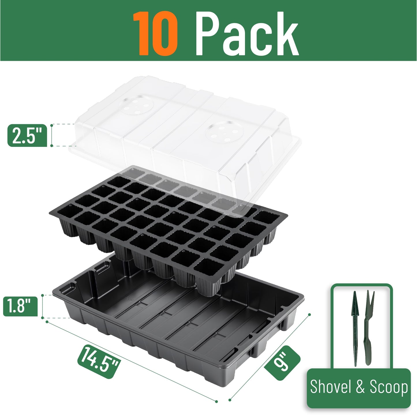 Mr. Pen- Seed Starter Tray Kits, 10 Pack, Total 400 Cells, Durable Plant Germination Trays with Humidity Vented Domes and Bases, Ideal for Seed Starting, Indoor Gardening and Greenhouse