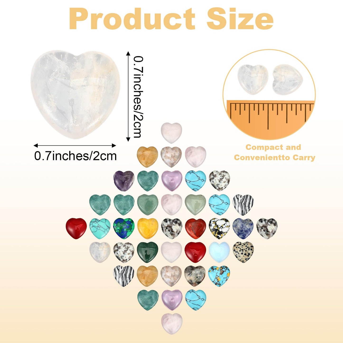 COMNICO 72 Pcs Natural Heart Stone, 0.8 Inch Worry Stone Bulk Love Shaped Gemstones Mini Gemstone Decor Supplies for Mom Women Valentines DIY Meditation