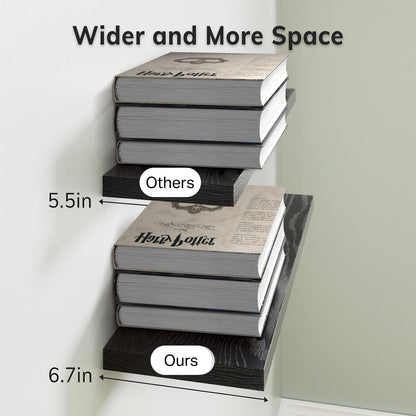 BAYKA Floating Shelves for Wall, 22.5 inches Black Wall Shelves for Bathroom, Bedroom, Living Room, Kitchen & Book, Hanging Display Decor Organizer Shelf with 22 lbs Capacity