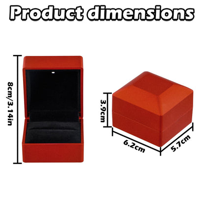 Jinlaili Ring Box with LED Light, Velvet Ring Box, Jewellery Gift Boxes, Decorative Ring Box, Heart Ring Box for Engagement Proposal Wedding Christmas (Red 2)