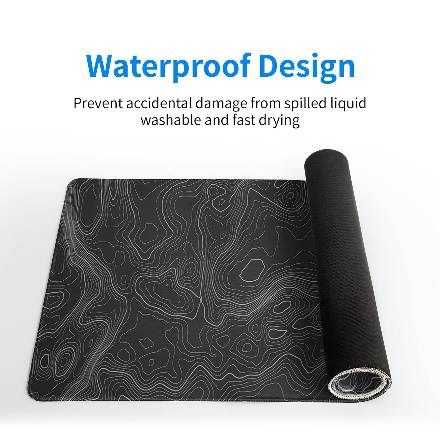 Topographic Contour Extended Big Mouse Pad Large,Gaming Mouse Pad Desk Pad,27.6x11.8 Inch Long Computer Keyboard Mouse Mat Mousepad with 3mm Non-Slip Base and Stitched Edge for Gaming and Office