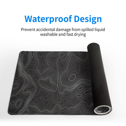 Topographic Contour Extended Big Mouse Pad Large,Gaming Mouse Pad Desk Pad,27.6x11.8 Inch Long Computer Keyboard Mouse Mat Mousepad with 3mm Non-Slip Base and Stitched Edge for Gaming and Office