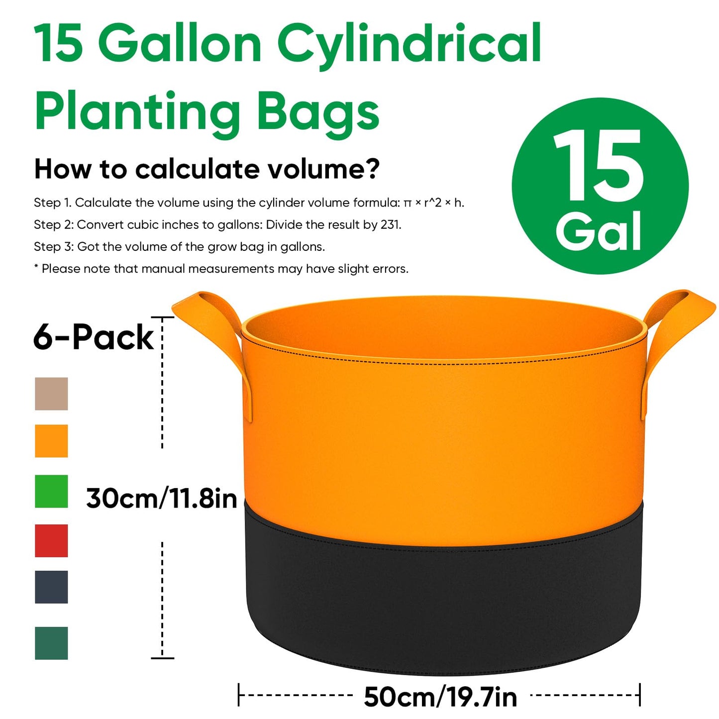15-Gallon Grow Bags for Potato Planting: 6 Pack Heavy Duty 350G Thickened Potatoes Planter Bags with Handles - Fabric Pots Felt Garden Bags for Growing Vegetable Fruit Flower Herb with Plant Labels