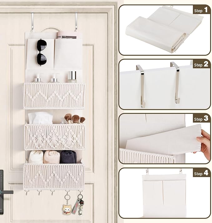 ANTIS'S HOME Over The Door Organizer Boho Bedroom Decor Nursery Storage
