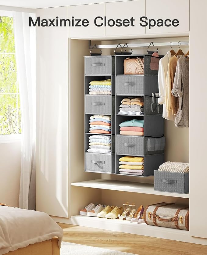 Pipishell Hanging Closet Organizer 6-Shelf, Hanging Shelves
