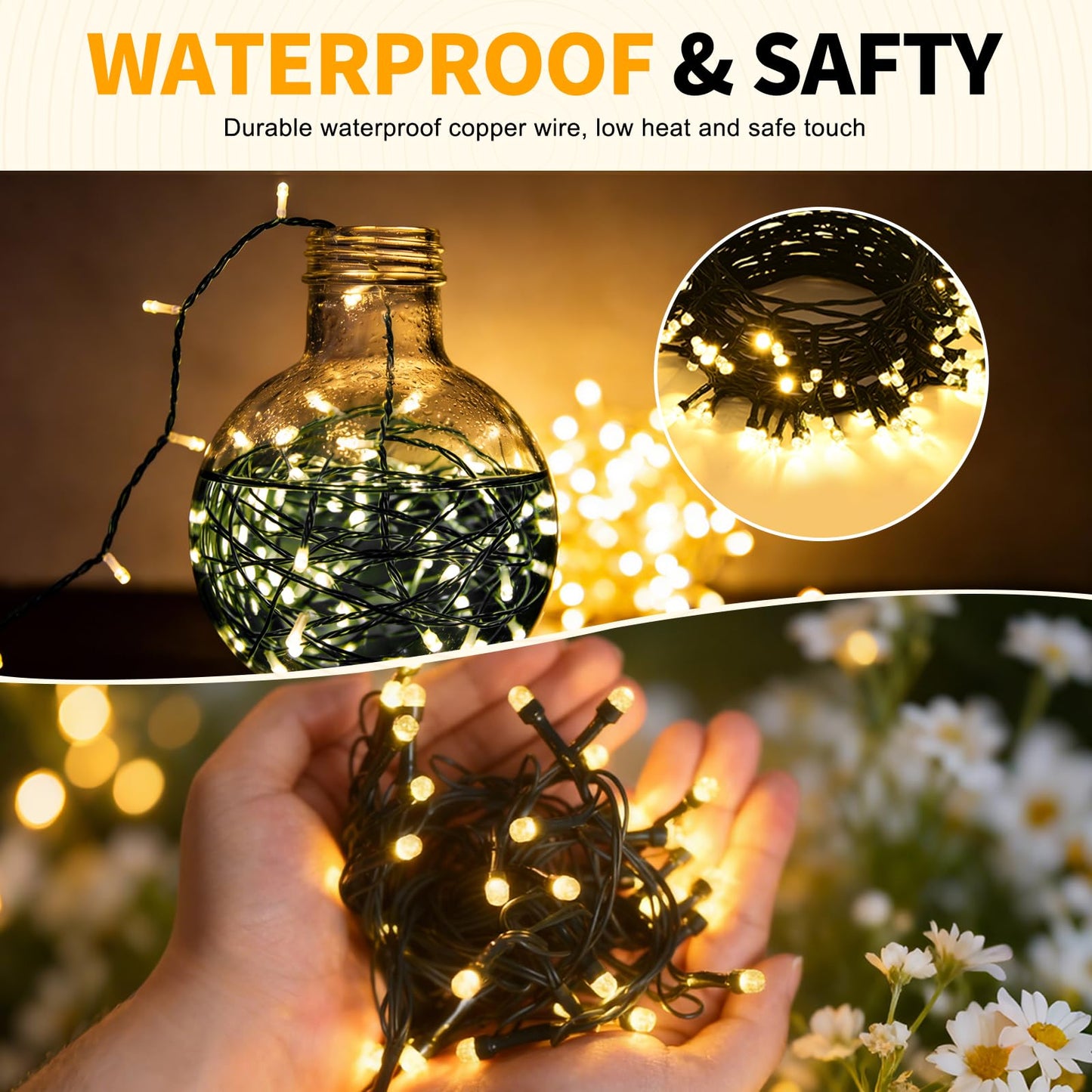 LUMLLSAJI 100 LED Fairy Lights 33 ft LED Twinkle Lights 8 Modes Plug-in with Memory Function Green Christmas String Light for Bedroom Xmas Tree Wreath Patio Party Spring Outdoor Decor
