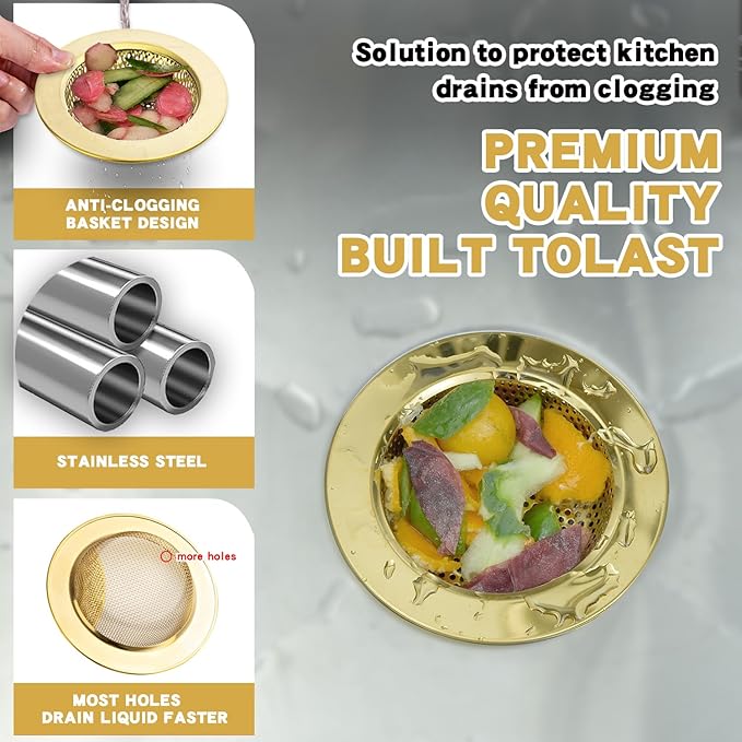 RQYEKDO 3-Pack Kitchen Sink Strainer Stainless Steel