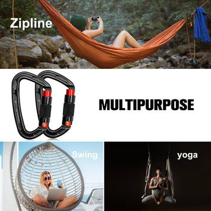 Auto Locking Carabiner Clips - 28KN (6172lbs) Heavy Duty Caribeaners ，4PCS Large Carabiner Clip for Keychains，Hammock，Camping, Gym, Hiking, Outdoor ，Dog Leash