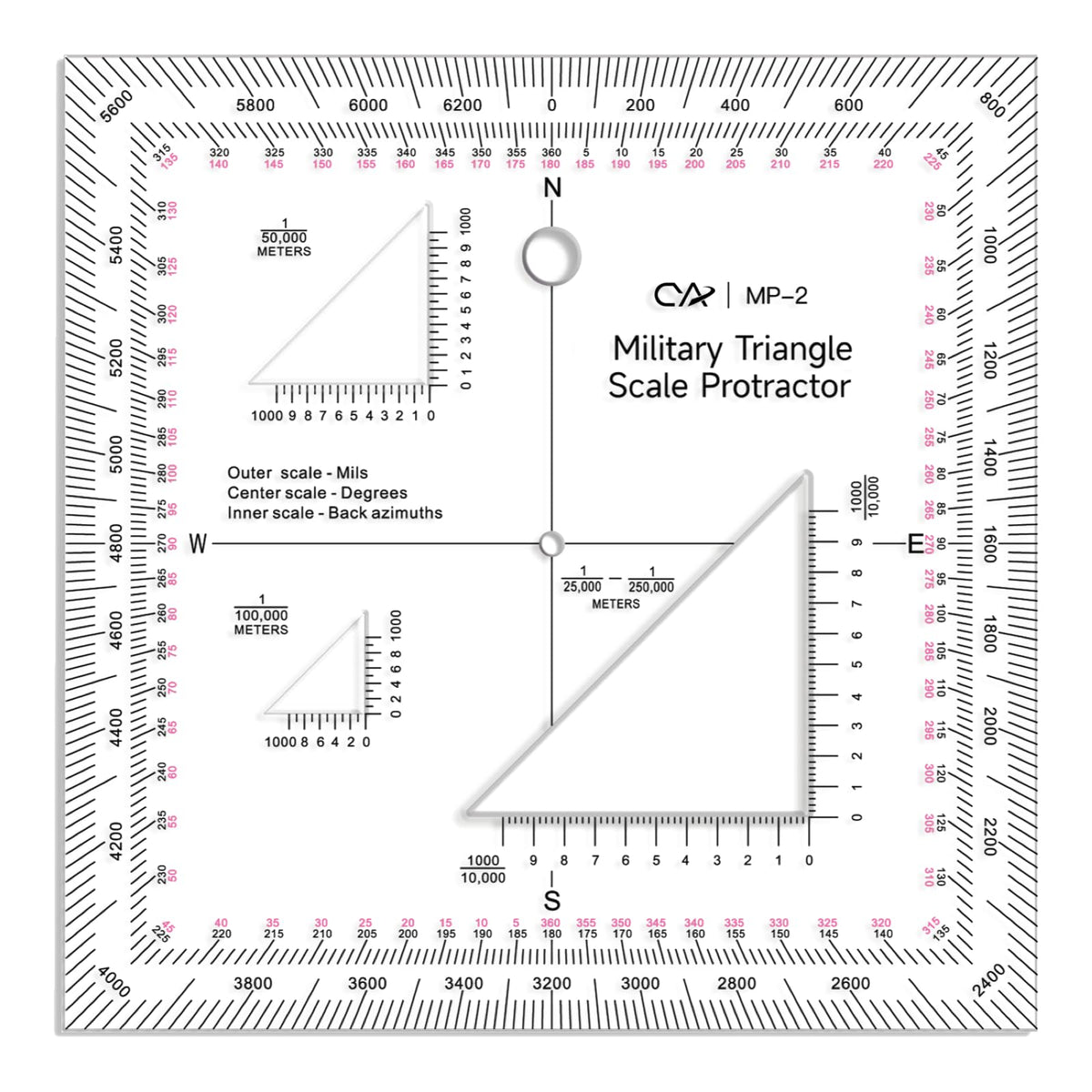 CYA Military Map Protractor Coordinate Scale Map for Land Navigation, Military Style UTM/MGRS Coordinate Scale