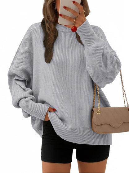 EFAN Women's Oversized Sweaters 2025 Fall Crewneck Batwing Sleeve Pullover Sweaters