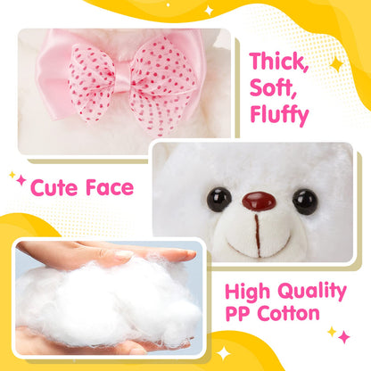 BSTAOFY Light up White Teddy Bear LED Stuffed Animal Soft Nightlight Glow Bear Plush Toy Gifts for Kids Mom Girls Birthday Christmas, 8" (White)