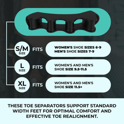 PRIMALSTEP 2.0 Firm Edition Toe Separators, Spreaders, Spacers, Straightener to Correct Toes for Men and Women, Bunion Corrector, Plantar Fasciitis, Stretchy, and Durable, Large