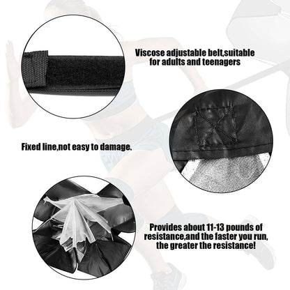 GRSECPO Running Speed Training, 56 inch Speed Drills Resistance Parachute Running Sprint Chute Soccer Football Sport Speed Training (Black)