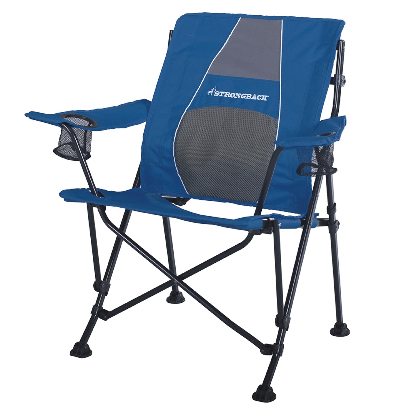 STRONGBACK Camping Chair Guru Heavy Duty Camping Chairs with Lumbar Suppor - Backpack Folding Camp Chair - Navy