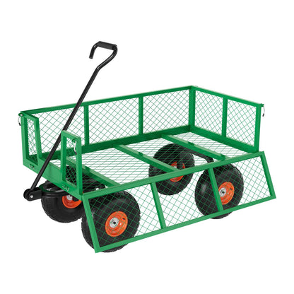 Garvee Steel Garden Cart, 500 LBS Capacity Utility Outdoor Wagon, Heavy Duty Mesh Garden Metal Wagon with Removable Sides, Flexible Handle for Yard, Lawn, Garden