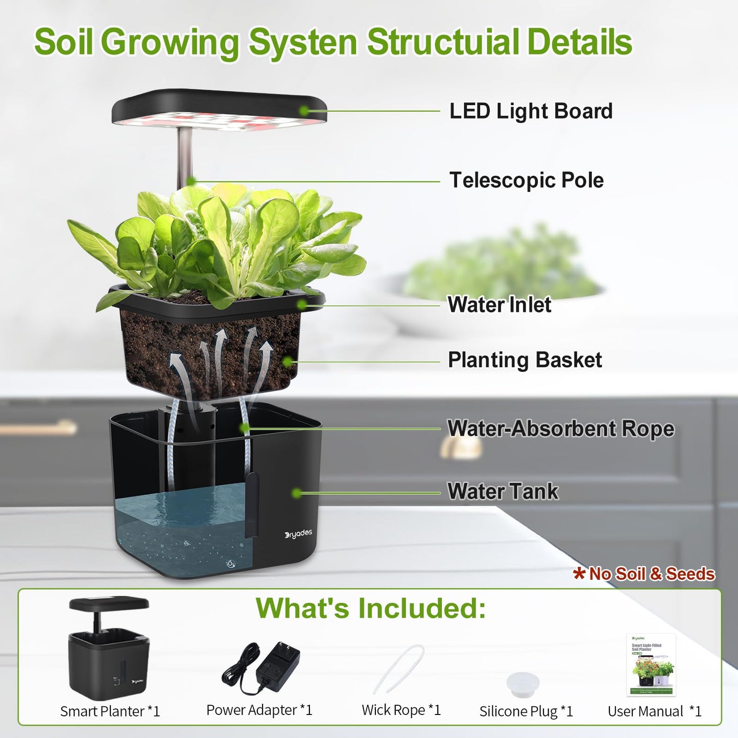 Indoor Garden Growing Systems Self-Watering Plant Pot Smart Gardening System with 17 Watts LED Grow Light Auto Timer Gardening Plant Gifts for Mom Plant Pot for vegetables herbs(No Seeds&Soil)