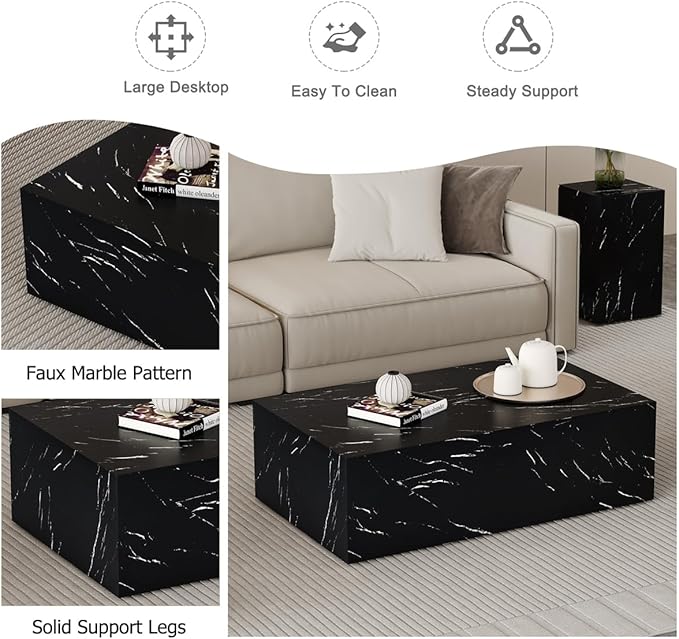Coffee Table Set for 3, Living Room Table Set, Modern Coffee Table Set