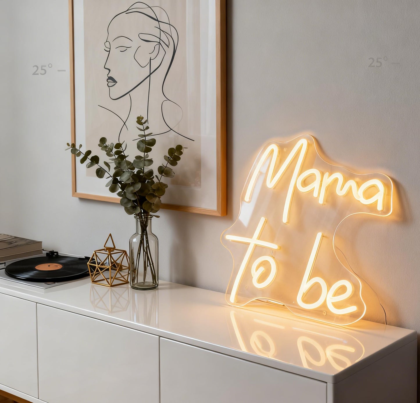 Mama To Be Neon Sign, Baby Shower Party Gift Home Bedroom Nursery Room Wall Table Decor, Warm White USB Powered Dimmable LED Neon Light 15.7 x 11.8 In