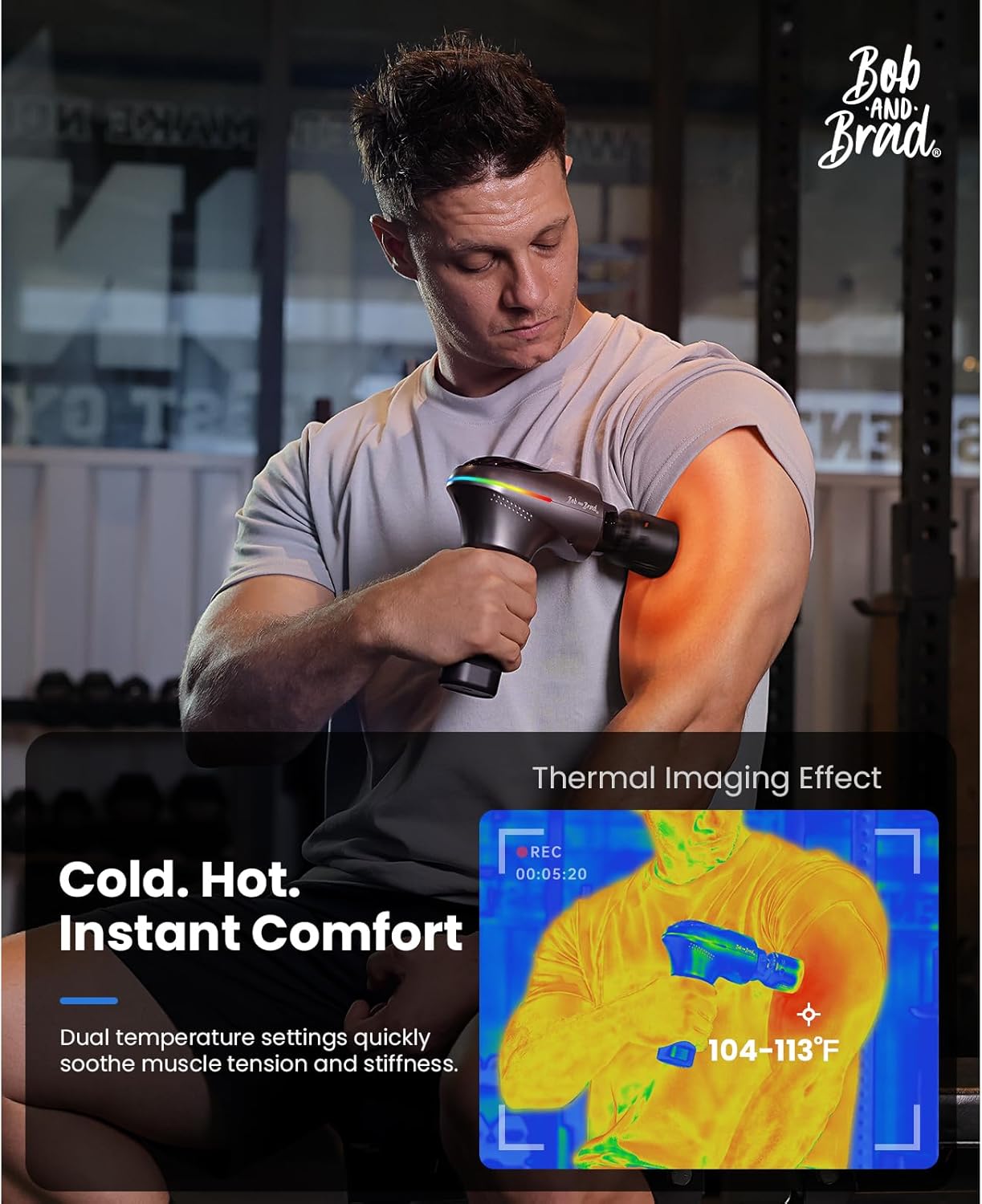 BOB AND BRAD A2 Pro Massage Gun with Heat and Cold Therapy, Professional Percussion Massage Gun Deep Tissue for Athletes Home Gym, Portable Muscle Massager with Force Sensor Light, Ideal Gift