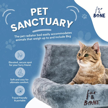 Fur & Bone Cat Radiator Bed, Cat Bed | Warm Fleece Cat Hammock With Washable Fleece Cover | Hanging Radiator Cat Bed | Cat beds For Indoor Cats, Cat Accessories for Kittens & Cats (50x43x26cm)