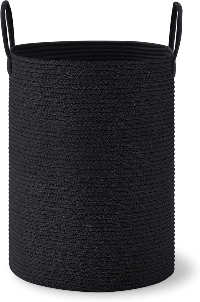 VIPOSCO Large Laundry Hamper, Tall Woven Rope Storage Basket