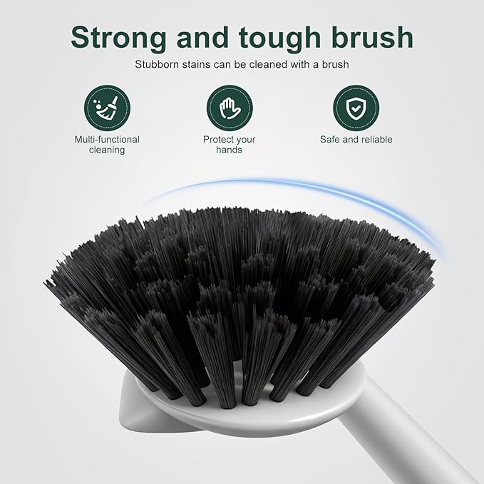 Dish Brush, 2 Pack with Comfortable Handle, with Built-in Scraper, Scrub Brush