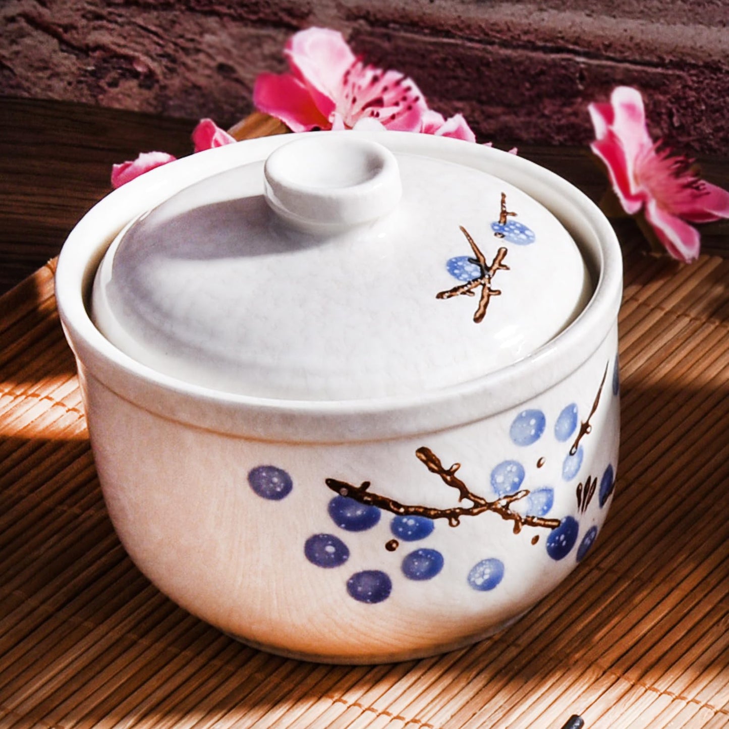 Whitenesser Ceramic Stew Bowl with Lid and Spoon Set of 2, Multi-Use for Stew, Soup, Salt, Sugar and Spice, Kitchen Container