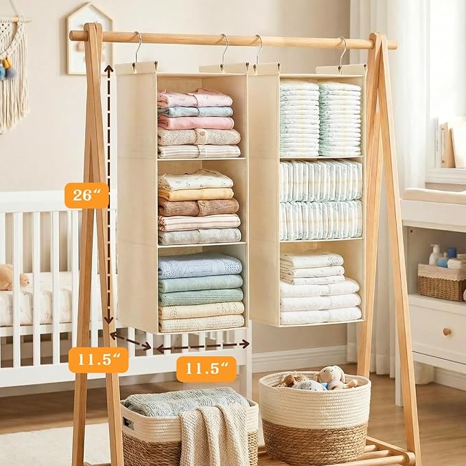Ofiray-home Hanging Closet Organizer, 3-Tier Breathable Storage Bags