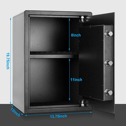 Security Biometric Fingerprint Safe, Steel Lock Box Safe for Home/Office/Hotel, Secure Handgun, Documents, Jewelry, Valuables - 1.8 Cubic Feet Metal Black-13x13.75x19.8inches