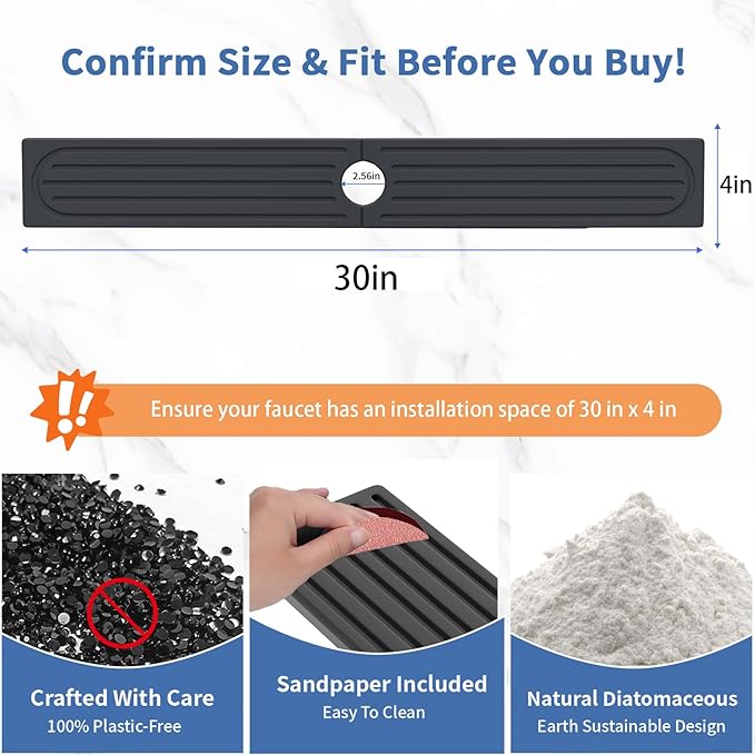 Stone Faucet Mat for Kitchen Sink, Water Absorbing Sink Water Splash Guard
