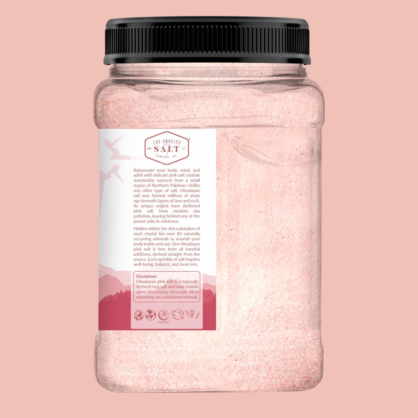 LA SALT CO Kashmir 2.5 Lbs Pink Himalayan Salt Jar, X-Fine | 100% Pure, Food Grade with 84 Trace Minerals | Kosher Certified, Vegan, Non-GMO, & Cruelty-Free
