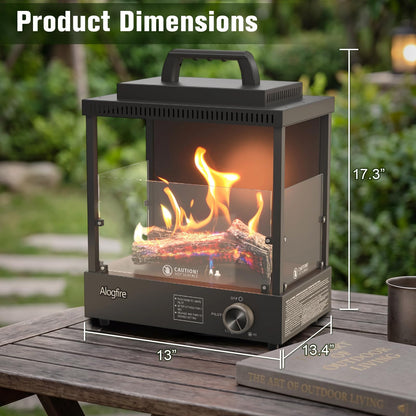 Portable Gas Fire Pit, Alogfire 8200 BTU Propane Gas Heater and Outdoor Real Flame Tabletop Fire Bowl, Protable Stove with Safety Protection for Beach Gatherings, Backyard Stargazing Nights