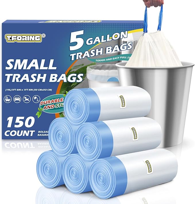 150 Counts 5 Gallon Trash Bags Drawstring